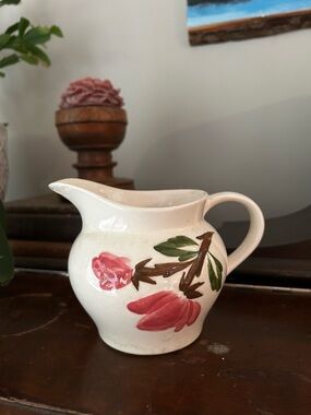 Vintage Continental Kilns Hand-Painted Floral Ceramic Pitcher - Green Arbor